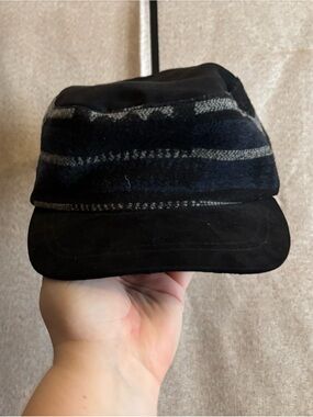 Hatterdashery - Black Striped Wool-Panel Cap